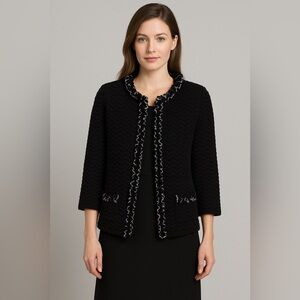 Chico's Black Ruffle Trim Blazer